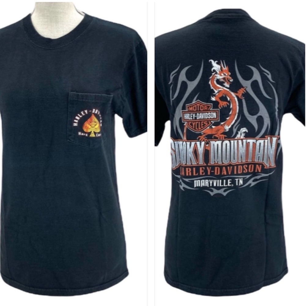 HARLEY-DAVIDSON Men’s/Unisex Black Short Sleeve Pocket Graphic Tee Shirt Sz S